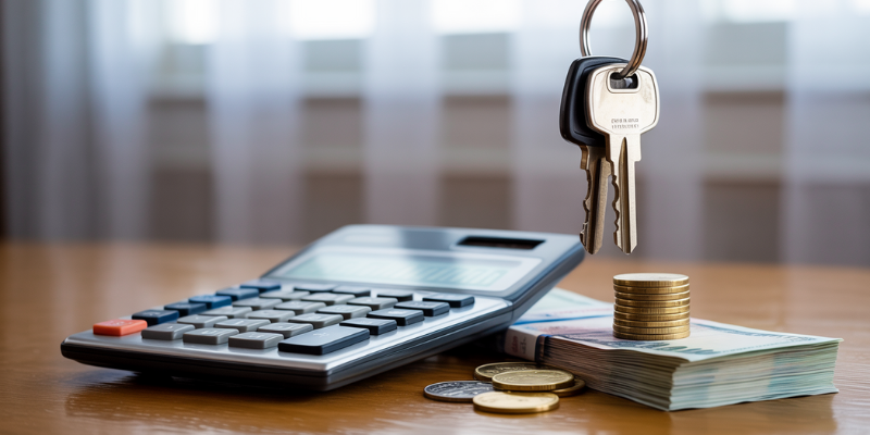 Calculadora y llaves de auto