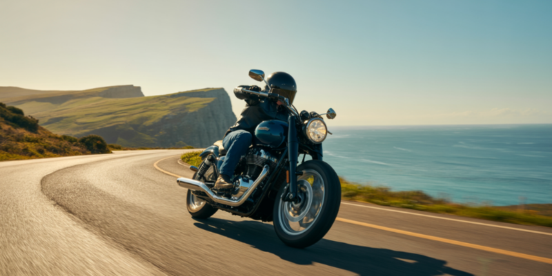 Motocicleta en una carretera abierta