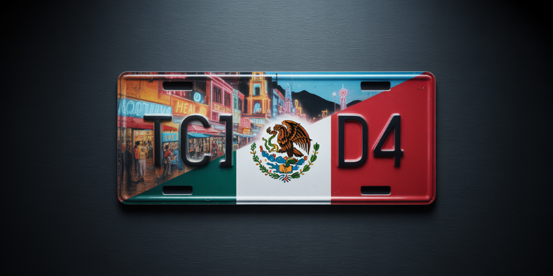 Una placa de auto dividida en dos